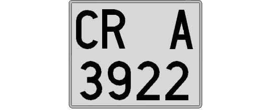 CR3922A matricula cuadrada