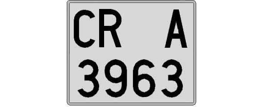 CR3963A matricula cuadrada