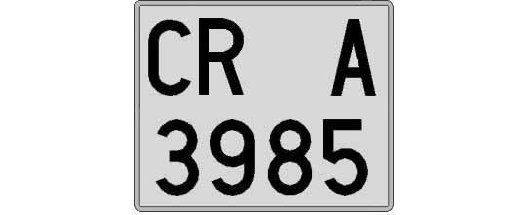 CR3985A matricula cuadrada