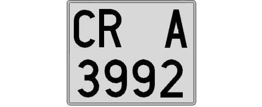 CR3992A matricula cuadrada