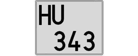 HU343 matricula cuadrada