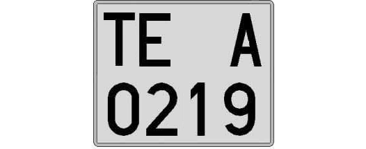 TE0219A matricula cuadrada