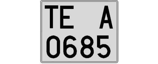 TE0685A matricula cuadrada