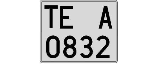TE0832A matricula cuadrada
