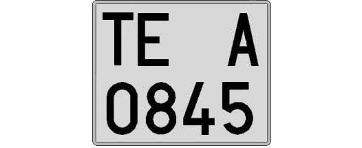 TE0845A matricula cuadrada