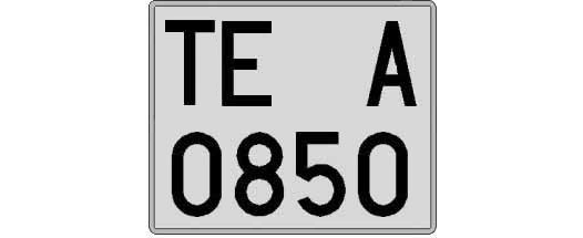 TE0850A matricula cuadrada