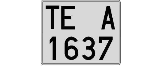 TE1637A matricula cuadrada