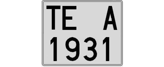 TE1931A matricula cuadrada