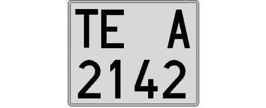 TE2142A matricula cuadrada