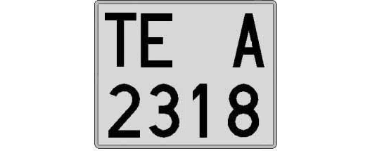 TE2318A matricula cuadrada
