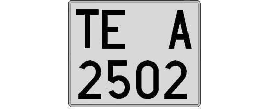 TE2502A matricula cuadrada