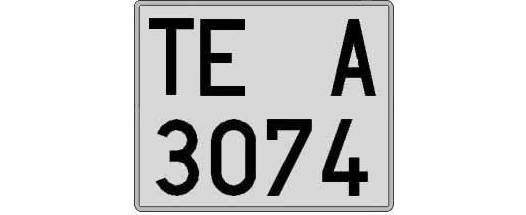 TE3074A matricula cuadrada