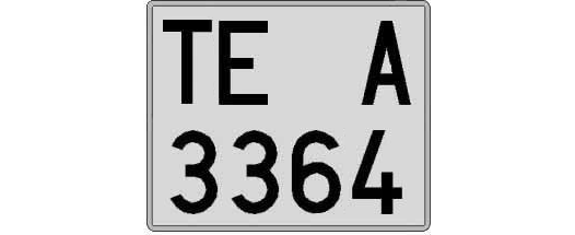 TE3364A matricula cuadrada