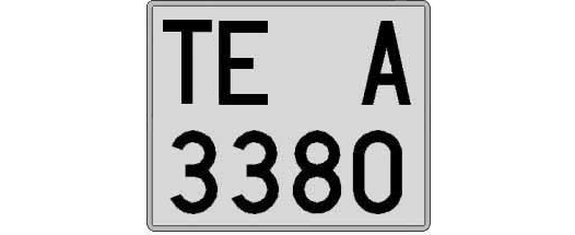 TE3380A matricula cuadrada