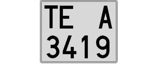 TE3419A matricula cuadrada
