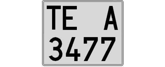 TE3477A matricula cuadrada