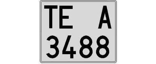 TE3488A matricula cuadrada