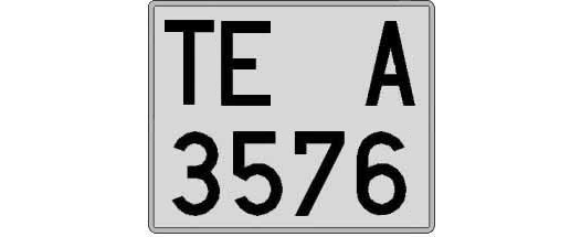 TE3576A matricula cuadrada