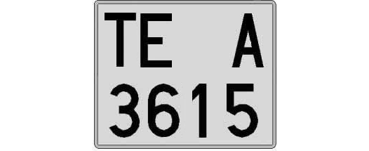 TE3615A matricula cuadrada