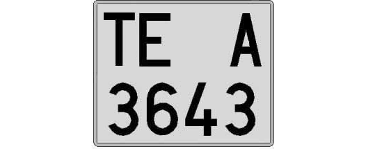 TE3643A matricula cuadrada