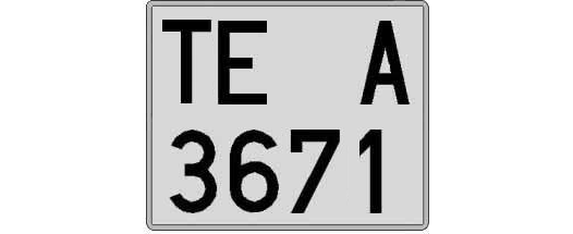 TE3671A matricula cuadrada