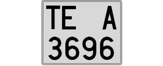 TE3696A matricula cuadrada