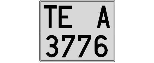 TE3776A matricula cuadrada