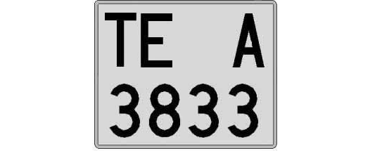 TE3833A matricula cuadrada