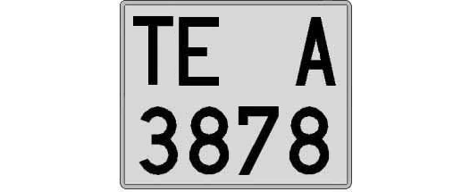 TE3878A matricula cuadrada