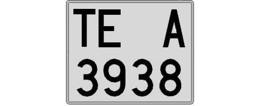 TE3938A matricula cuadrada