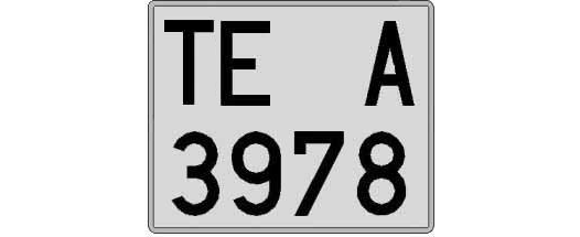 TE3978A matricula cuadrada