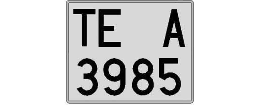 TE3985A matricula cuadrada
