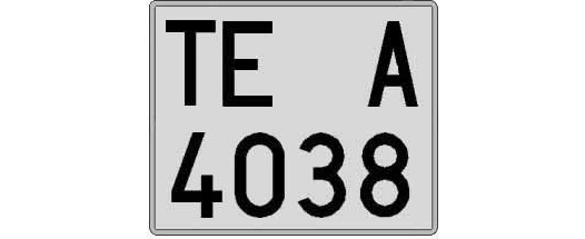 TE4038A matricula cuadrada
