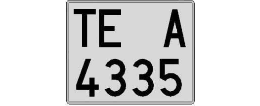 TE4335A matricula cuadrada