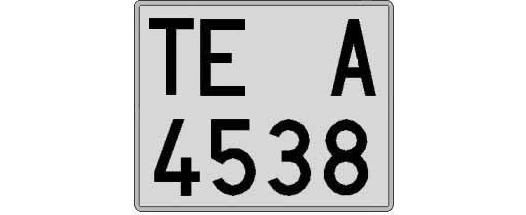 TE4538A matricula cuadrada