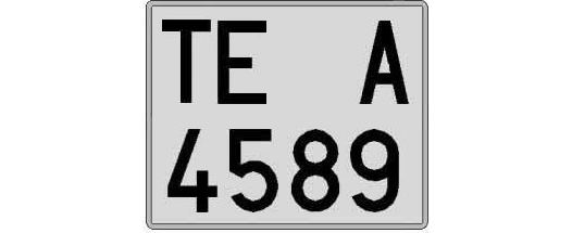 TE4589A matricula cuadrada