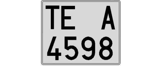 TE4598A matricula cuadrada