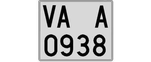 VA0938A matricula cuadrada