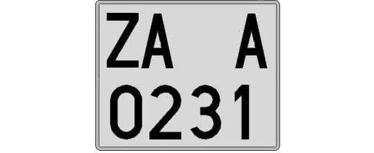 ZA0231A matricula cuadrada