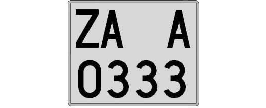 ZA0333A matricula cuadrada