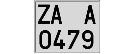 ZA0479A matricula cuadrada