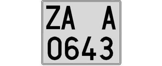 ZA0643A matricula cuadrada