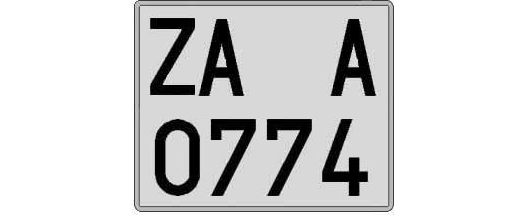 ZA0774A matricula cuadrada