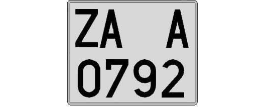 ZA0792A matricula cuadrada