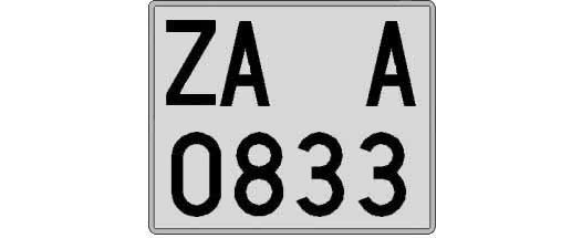 ZA0833A matricula cuadrada